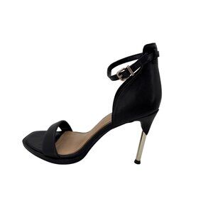 Gianni‎ Bini Black Ankle Strap Heels Gold Stiletto Heel 7.5